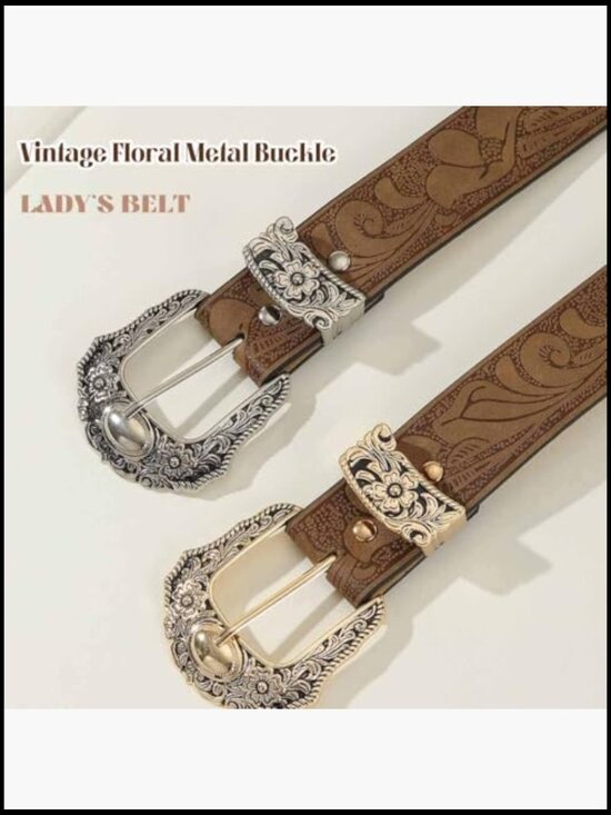 Western Belt with Buckle Adjustable Faux Leather